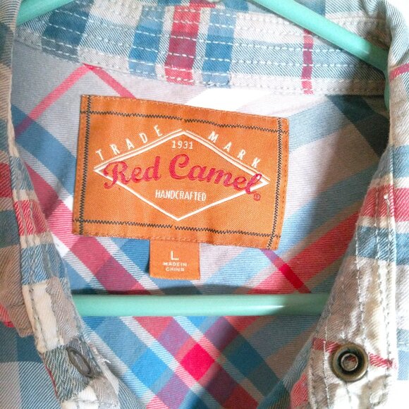 Red Camel Vintage 90's Pearl Snap Multicolor Long Sleeve Shirt Western - Picture 3 of 10